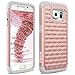 RANZ Diamond Studded Bling Crystal Rhinestone Silicone Rubber Dual Layer Hybrid Case for Samsung Galaxy S7 Edge - Grey/Rose Gold