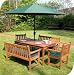 Palm Springs Bench Patio Set Including Cushions and Parasol