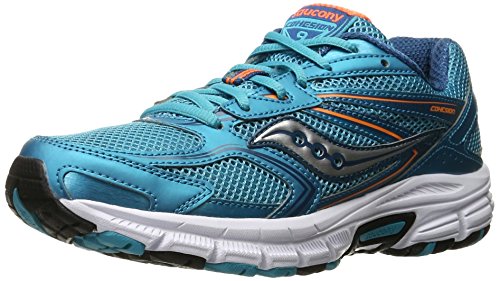 Saucony Women's Grid Cohesion 9 running Shoe, Blue/Orange, 8 M US