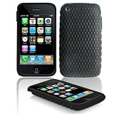 Apple IPhone 3G PDA Premium Silicon Skin Solid Black with Diamond Shape Texture