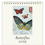 Butterflies Butterfly Cavallini 2009 Vintage Prints easel desk calendar 6 by 6.5 inches Cream Laid paper finish