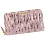 【MIUMIU　ミュウミュウ】 【MATELASSE LUX】 ラウンドファスナー長財布 MUGHETTO (グレイッシュピンク) 5M0506 QI9 F010F 並行輸入品