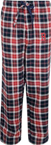 MLB Women's Boston Red Sox Harmony Flannel Pants (Navy/Red, Medium)