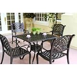 Darlee Nassau Cast Aluminum Outdoor Patio Dining Set With Cushions - 36 Inch Square - Antique Bronze