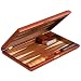 Backgammon Board Game Set Leather Wood Case 13''