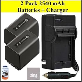 Sony HDR-XR260V HDR-TD20V Handycam Camcorder Battery & Battery Charger Kit Includes Qty 2 NP-FV70 Batteries + AC/DC Battery Charger + LCD Screen Protectors + Micro Fiber Cleaning Cloth