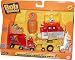 Bob the Builder Take Along Die Cast Metal and Plastic Vehicles Collectible Character Pack - Bob's Paintworks Diorama with Packer, Scoop, Mobile Home, Paint Tanker on Flatbed Trailer, Pilchard Hiding in a Barrel and Paint Cargo