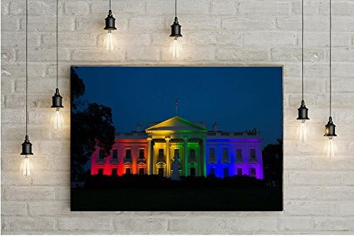 AT6356 Obama Rainbow White House Cityscape Art Print Canvas Shop 12x18 Inch