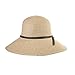Womens Floppy Summer Sun Beach Straw Fedoras Panama Hats Packable Foldable Wide Brim Beige