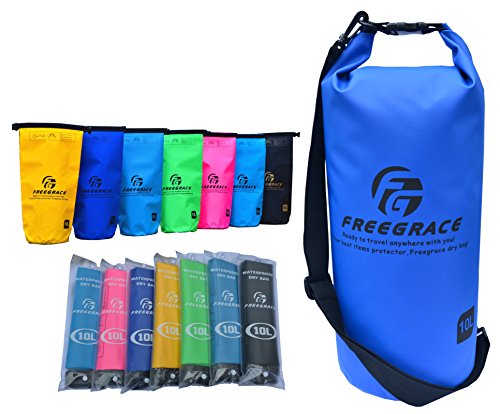 Freegrace® Ultimate Waterproof Dry Bag - Greatest Dry Bags, Dry Sack on Amazon - Perfect Waterproof Bag for Adventures - Floating Dry Bag, Great for Boating, Kayaking, Hiking, Rafting, Snowboarding, Camping, Fishing - Dry Compression Sack with High Quality Roll Top Closure System and Shoulder Strap - Available in Seven Wonderful Color Designs Especially for You - 90 Days 100% Money Back Guarantee
