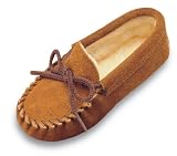 Children's Pile Lined Slipper by Minnetonka in Brown Suede