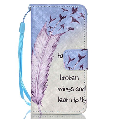 iPod Touch 5 Case, Touch 6 Wrist Strap Cover, Speedup New Fashion Premium Flip Folio Wallet PU Leather Stand Sleeve for Apple Touch6 5th/6th Generation (Learn to Fly)