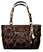 Coach Signature Sateen Gallery Bag Tote with Metallic Trim 12680 Brown