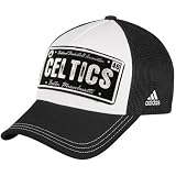 adidas Boston Celtics Black-White Plate Mesh Back Adjustable Trucker Hat