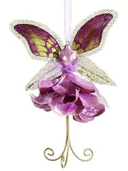 8" Princess Garden Green and Purple Fairy Dress Glitter Christmas Ornament
