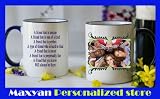 Personlized /Custom Ceramic Coffee Mug Rim and Handle Drak Blue Color Print Your Pictrue and Message