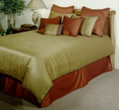 7pc Southern Textiles Cosmopolitian Gold Red Queen Bedding Bed in a Bag Comforter Set