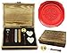 MNYR Vintage Compass Star Cross Elegant Wooden Box Wax Seal Sealing Stamp Wedding Invitations Stationary Envelope Embellishment Wax Seal Sticks Wooden Handle Melting Spoon Heart Candle Gift Box Set