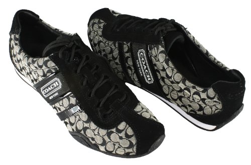 Coach Women's Remonna Signature C Jacquard Sneakers, Style A1946 (Black/White/Black) (11 M US Women)
