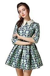 Cotton Vintage Illusion Mini Dress  with a Court Train 