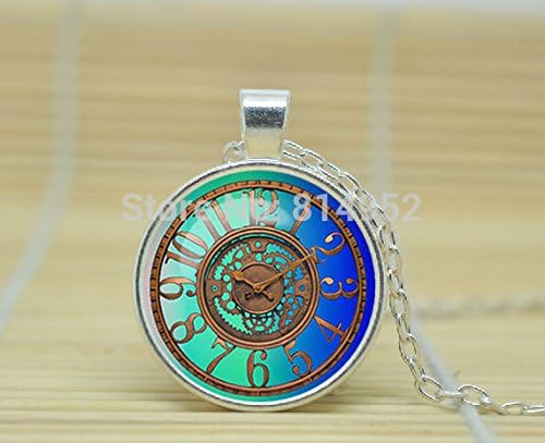 VintaStore Art Glass Necklace Steampunk Clock Pendant Steampunk Clock And Stop Watch Steampunk Jewelry Pendant A0865