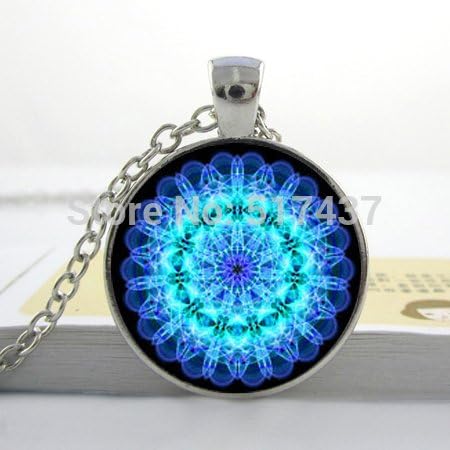 Pretty Lee Akra Pendant Throat Chakra Necklace Aqua Blue Chakra Spiritual Pendant Yoga Necklaceglass Picture Pendant