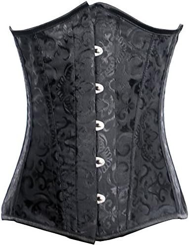 Hozoyo Women's 14 Steel Boned jacquard Underbust Corset Waist Trainer (Black, XS)