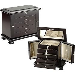 Discount Beveled Espresso Jewelry Box Espresso 12 H x 14 W x 7 25 D