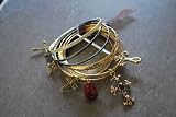 8pc Bangle Bracelet, Gold with Multiple Cross Charms