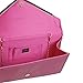 BMC Womens Fuchsia Pink PU Leather Alligator Skin Pattern Perforated Glitter Metal Accent Envelope Flap Clutch Handbag