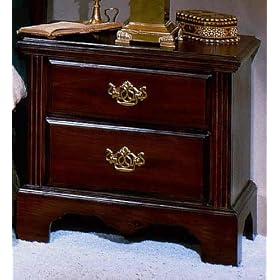 Cherry Two Drawer Nightstand With Metal Hardware