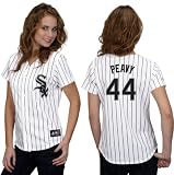 MLB Women's Chicago White Sox Jake Peavy White/Black Pinstripe Home Short Sleeve 5 Button Synthetic Replica Baseball Jersey Spring 2012  (White/Black Pinstripe, Small)