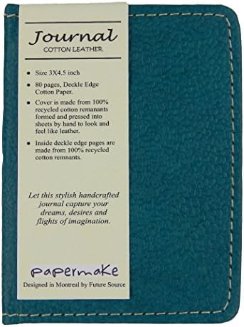 Papermake Revival Series of Cotton Leather Journal Teal Green (3 inch x 4.5 inch)