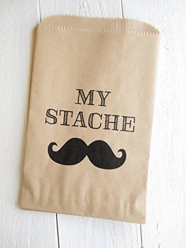My Stache Mustache 5x7 Kraft Favor Treat Bags - Set of 30 Baby Shower Birthday Wedding