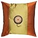 EXP Handmade Silky Olive Green & Orange Cushion Cover / Pillow Sham -Golden Sunflower Design