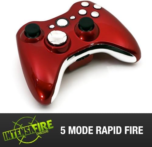 Xbox 360 Modded Controller Rapid Fire Wireless Metallic Red with Chrome