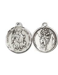 Highest Quality Vintage Die .925 Solid Sterling Silver St. Saint Raphael and St. Saint Christopher Rare Unique Vatican Commissioned 100 Year Old Design Relic Catholic Icon Religious Jewelry Protection Protector Charm New NWT