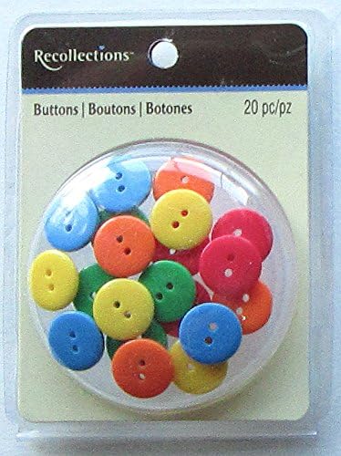 Recollections Buttons - Primary - Yellow/Green/Orange/Blue - 20 Piece