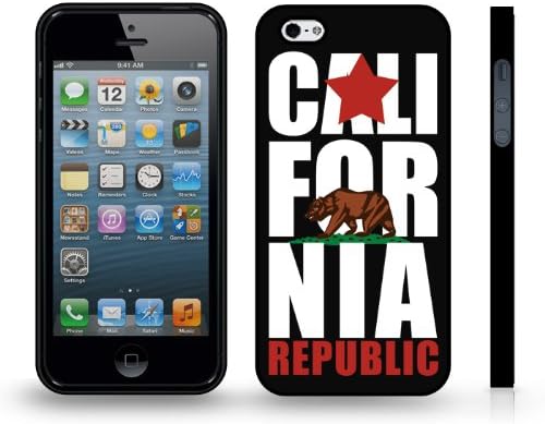 California State Flag,W / Star and Golden State Bear, Republic Snap-on Cover Hard Carrying Case for iPhone 5/5S (Black)