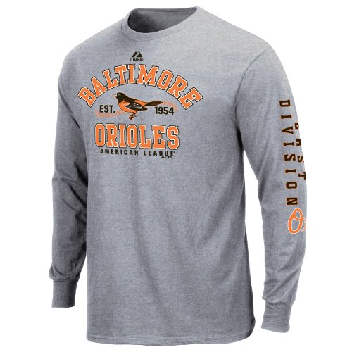 MLB Baltimore Orioles Adult Long Sleeve Basic Tee (Steel Heather, X-Large)