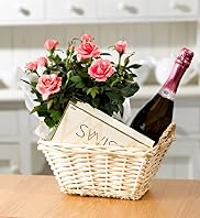 Sparkling Rosé, Chocolates & Pink Rose Basket