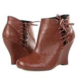 Baylee6 Side Lace Wedged Ankle Boots BROWN 51xHZM5BxAL. SL160 Baylee6 Side Lace Wedged Ankle Boots BROWN