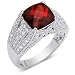 Jewelry : Sparkling Beauty 3.75 carats total weight Cushion Cut Checker Board Garnet & White CZ Size 7 Gemstone Ring in Sterling Silver