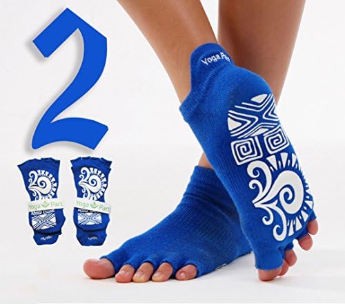2 Pairs - YogaPart - Yoga, Pilates, Barre Socks - Non Slip, Skid Bamboo Socks for Women with Extra Grip - Eco-Friendly - Half Toe Socks Pack - M/L size - 2 Pairs In Box