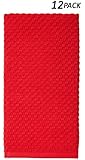 Cotton Craft - 12 Pack Tomato Red EuroCafe Waffle Weave Terry Kitchen Towels 16x28, 100% Ringspun 2 Ply Cotton Highly Absorbent Low Lint, Professional Grade 400 Grams, Multi Purpose Bar Mops Hand Towel
