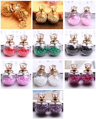 UMEYS 2016 Fahion Super Double-sided Beads with Beads Zircon Stud Earrings<10 sets (color-6)>