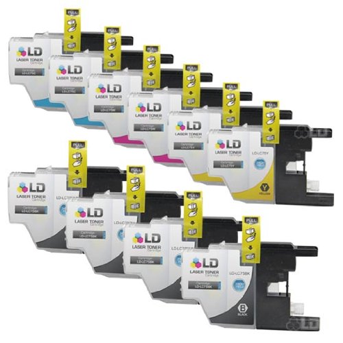 LD © Brother Compatible LC75 Bulk Set of 10 High Yield Ink Cartridges: 4 Black & 2 each of Cyan / Magenta / Yellow