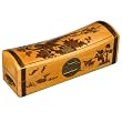 Handmade Yellow Leather 16" Painted "Graceful Phoenix" Saddle-Lid Storage / Gift Box With Gold Flourishes