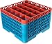 Carlisle RG25-5C412 OptiClean 25 Compartment Glass Rack with 5 Extenders, 11.9", Polypropylene, Orange/Carlisle Blue