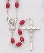 Rosary - 5mm Red Plastic Beads - 18" Silver Tone - IMPORTED FROM ITALY - Boxed Rosary - 5mm Red Plastic Beads - 18" Silver Tone - IMPORTED FROM ITALY - Boxed